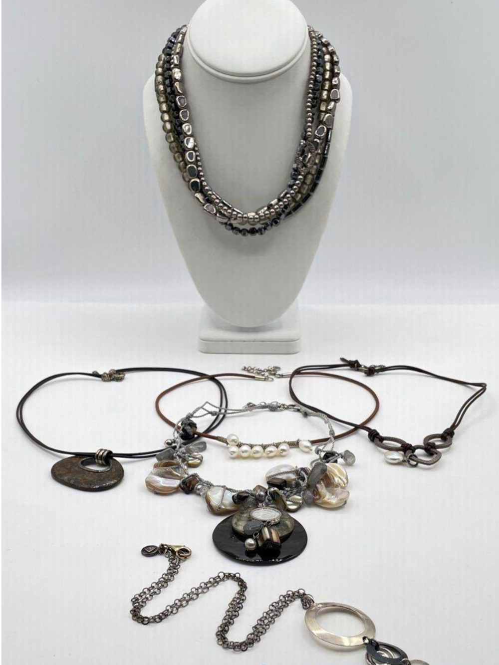 Lot of 6 Vintage SILPADA Sterling Silver Necklaces Pearl Hematite Bronzite MOP